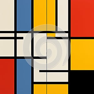 Minimalist De Stijl Art Bold Lines, Precisionist Forms, Iconic Modernism photo