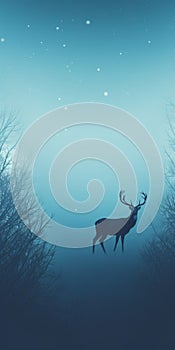 Minimalist Deer In Forest With Moon - Lock Screen Background