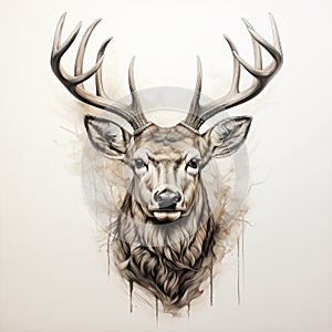 Minimalist Deer Head Tattoo Concept Illustration