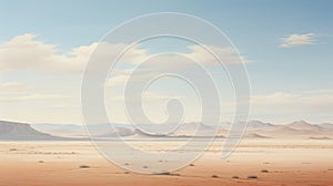 Minimalist Desert Landscape Delicate Rendered Sand And Mountain Expanse photo