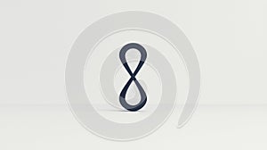 A minimalist design of a single, dark blue infinity symbol.