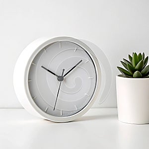 Minimalist desktop clock on white background