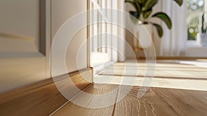 Minimalist Detail of Baseboard and Flooring in Modern Home. Generative ai