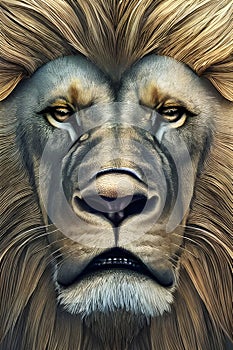Lion Radiance Unveiled: Digital Lion Art Collection photo