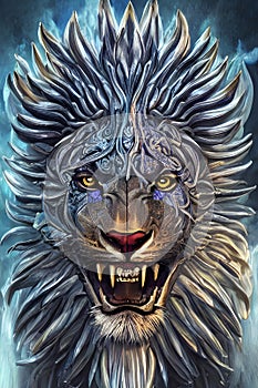 Radiant Serenity: Digital Lion Art Prints Gallery photo