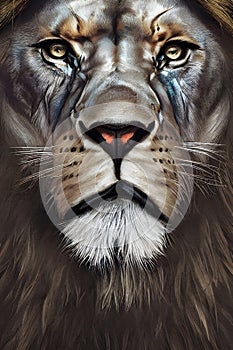 Lion\'s Valor Unleashed: Digital Lion Art Collection photo