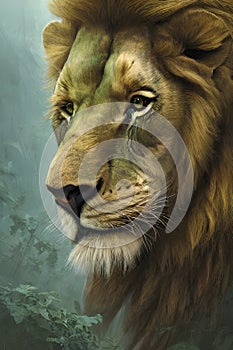 Golden Mane: Digital Lion Art Prints Series photo