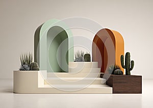 Serene Green Minimalist Scene