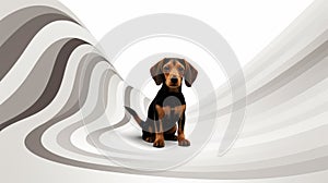 Minimalist Dog Optical Illusion Graphic Linearity In Gray And Black