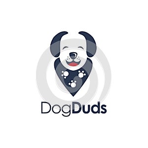 Minimalist dog wearing duds accessories logo icon