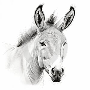 Minimalist Donkey Head Silhouette Drawing With Single Pencil Stroke