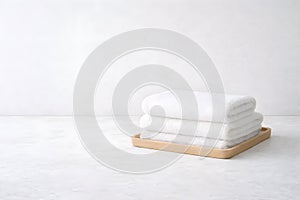 Dreams Style White Towels on Microcement Bathroom Countertop