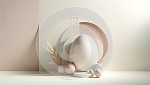 minimalist Easter design composition with a focus on simplicity and elegance in soft pastel tones,