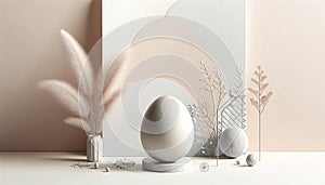 minimalist Easter design composition with a focus on simplicity and elegance in soft pastel tones,