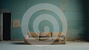 Minimalist Editorial Photograph Of A Stylish Sofa In An Empty Room