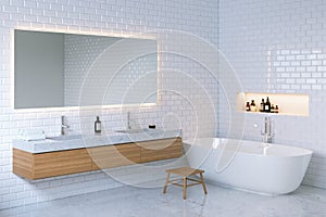 Minimalist elegance bathroom interior. 3d render.