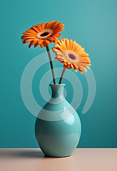 Minimalist Elegance: Ceramic Vase with Flowers