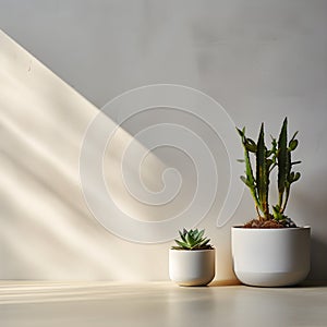 Minimalist Elegance: Still Life of Micro Cement Wall and Cactus in a High-End Environment photo