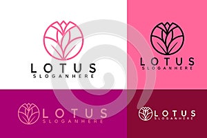 Minimalist Elegant Beauty Lotus Flower logo design vector Illustration