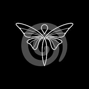 Minimalist elegant Butterfly logo design with line art style