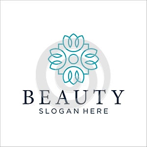 Minimalist elegant floral rose logo design