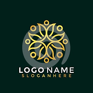 Minimalist Elegant Flower logo, Golden Royal Fasion modern logos Designs Vector