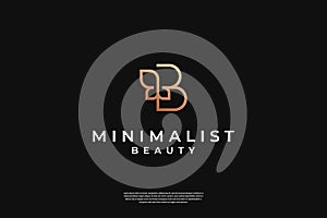 Minimalist elegant initial B and leaf logo design inspiration