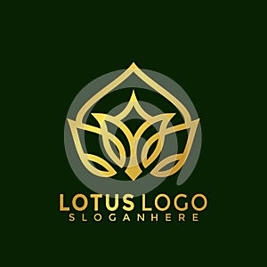 Minimalist Elegant Lotus logo, Golde meditation spa modern logos Design Vector