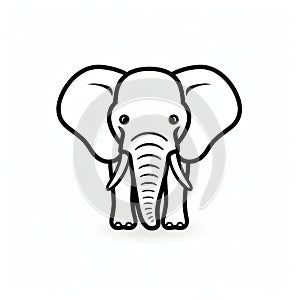 Minimalist Elephant Cartoon Logo On White Background