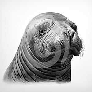 Minimalist Elephant Seal Head Silhouette Drawing In One Continuous Stroke