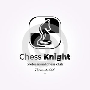 minimalist emblem vector chess knight logo template. creative horse chess board icon illustration design