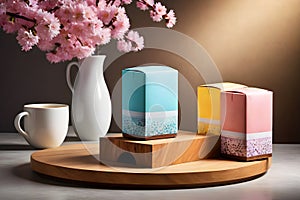 Minimalist Empty Box on backdrop Background for Product Display Mockup