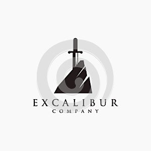 Minimalist Excalibur logo icon vector template photo