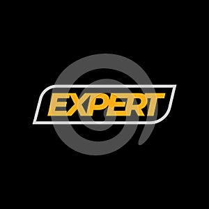 Minimalist Expert Logo vector on black background, simple Expert seal badge