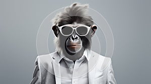 Minimalist Fashion Portrait Of A Stylish Monkey