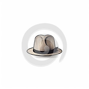 Minimalist Fedora Hat Illustration On White Background
