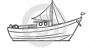 Minimalist Fishing Boat Coloring Page