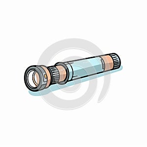 Minimalist Flashlight Icon With Lens - Colored Cartoon Style