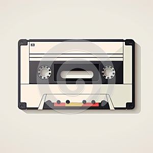 Minimalist Flat Audio Cassette Vector Illustration