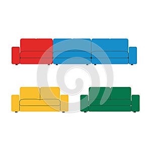 Colorful Modern Sofas - Flat Design Illustration
