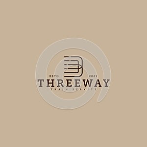 Minimalist flat design THREEWAY exit logo design photo
