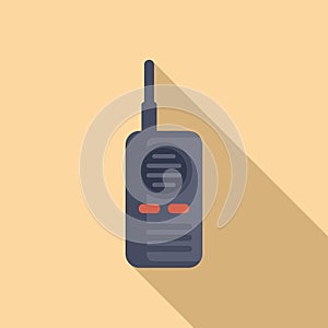 Minimalist illustration of a walkietalkie in flat design style, with shadow effect on a beige background photo