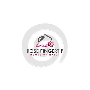 Minimalist flat simple ROSE FINGERTIP logo design