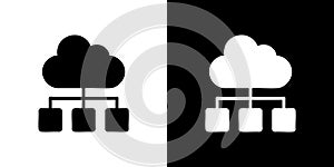 Minimalist Icon of Cloud Connected to Network Nodes for Cloud Computing