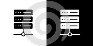 Minimalist Icon of Server Rack with Network Node for Data Infrastructure