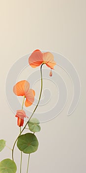 Minimalist Floral Mobile Wallpaper: Elegant Nasturtium On Blurred Background