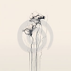 Minimalist Flower Drawing With Stylized Black Outlines - Olivier Valsecchi Style