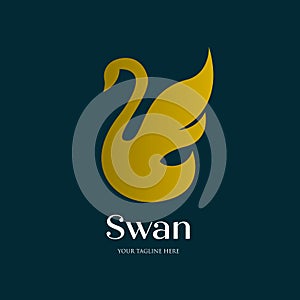 Minimalist flying swan logo , simple and luxury