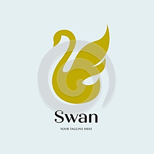 Minimalist flying swan logo , simple and luxury