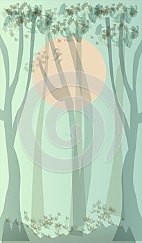Minimalist Forest Vector Background and Illustration